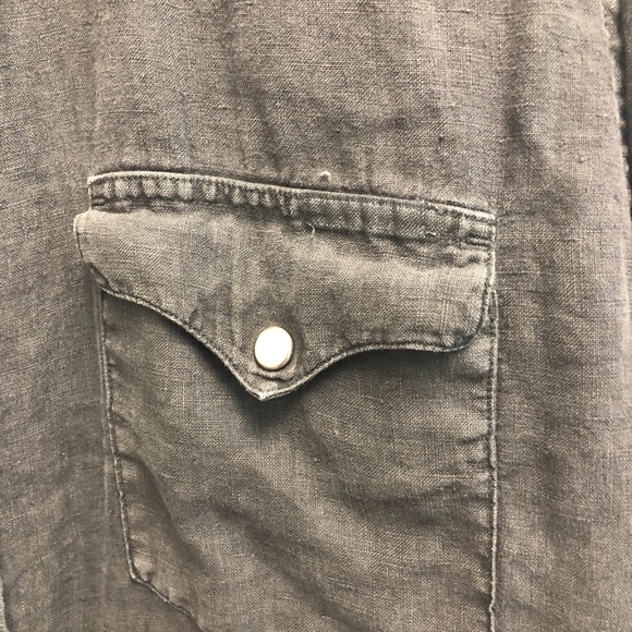 Mens Lucky Brand western linen shirt, ss, m black - Picture 2 of 4